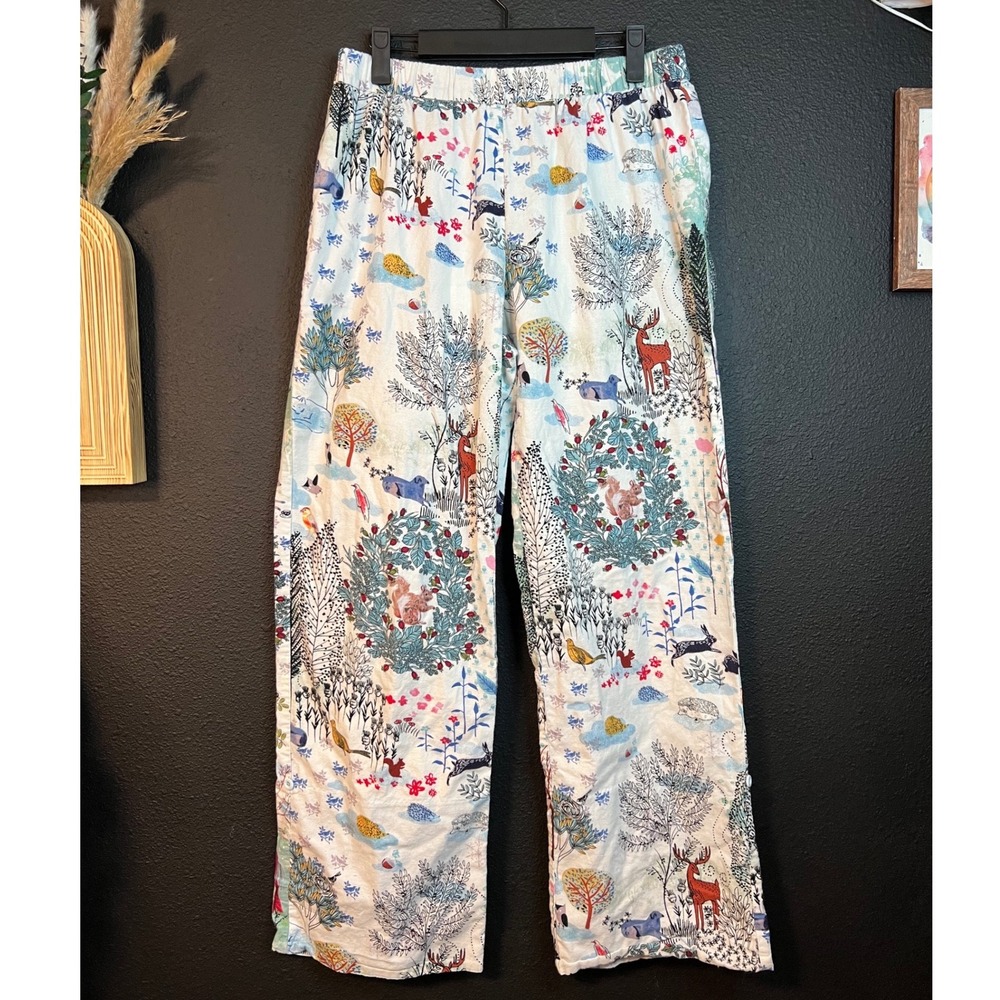 C By Eloise Pajama Pants Womens Medium Woodland Animals Cottagecore Sleepwear